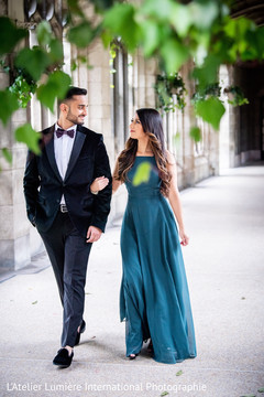 Indian couple walking outside the venue Indian couple walking outside the venue