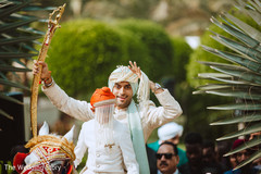 Dreamy rajah on his white horse for his baraat celebration. Dreamy rajah on his white horse for his baraat celebration.