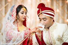 Indian bride and groom during the rituals Indian bride and groom during the rituals