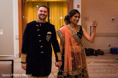 Indian couple's sangeet entry. Indian couple's sangeet entry.