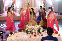 Indian bride and bridesmaids at reception dance capture. Indian bride and bridesmaids at reception dance capture.