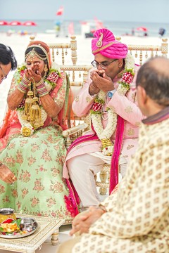 Couple during the outdoor rituals Couple during the outdoor rituals