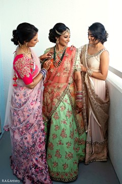 Indian bride with bridesmaids Indian bride with bridesmaids