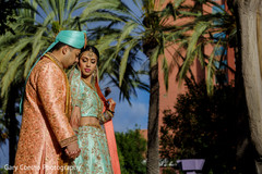Cute indian bride and groom's first look capture. Cute indian bride and groom's first look capture.