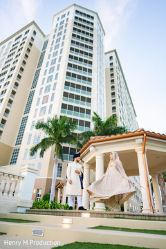 Bride and groom posing for the photo session Bride and groom posing for the photo session