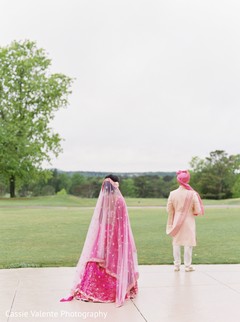 Indian bride and groom outdoors Indian bride and groom outdoors