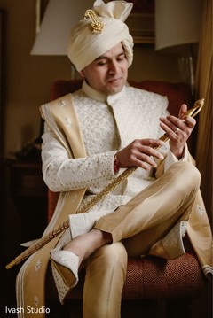 Striking Indian groom look. Striking Indian groom look.