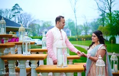 Romantic Indian bride and groom at their mehndi night. Romantic Indian bride and groom at their mehndi night.