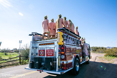 Indian groomsmen in a firetruck. Indian groomsmen in a firetruck.