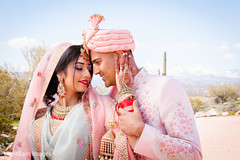 Indian bride and groom matching outfits. Indian bride and groom matching outfits.
