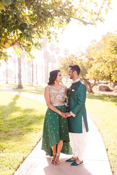 Indian bride and groom outdoors Indian bride and groom outdoors