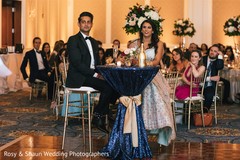 Elegant indian newlyweds at their wedding reception Elegant indian newlyweds at their wedding reception