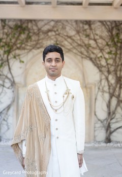 Elegant Indian groom on his ceremony outfit. Elegant Indian groom on his ceremony outfit.