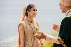 Marvelous outdoor Indian couple's first look. Marvelous outdoor Indian couple's first look.