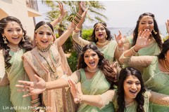 Sweet Indian bride and bridesmaids posing for photo shoot. Sweet Indian bride and bridesmaids posing for photo shoot.