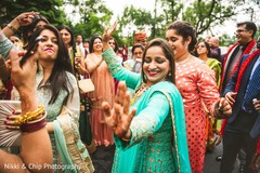 Indian bridesmaids dancing at baraat. Indian bridesmaids dancing at baraat.
