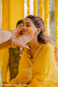 Indian bride during the pre-wedding ceremony Indian bride during the pre-wedding ceremony