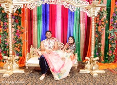 Incredible capture of Indian bride and groom at Sangeet stage. Incredible capture of Indian bride and groom at Sangeet stage.