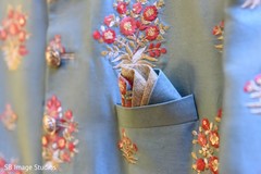 Beautiful handkerchief on Indian groom sherwani. Beautiful handkerchief on Indian groom sherwani.