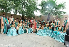Marvelous Indian lovebirds portrait with bridesmaids and groomsmen. Marvelous Indian lovebirds portrait with bridesmaids and groomsmen.