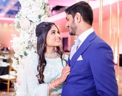 Lovely Indian wedding couple smiling. Lovely Indian wedding couple smiling.