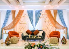 Elegant Indian wedding stage decor. Elegant Indian wedding stage decor.