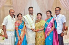 Lovely bride and groom family portrait Lovely bride and groom family portrait