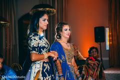 Glamorous indian bride with bridesmaid at sangeet. Glamorous indian bride with bridesmaid at sangeet.