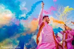 Indian groomsmen having fun with color smoke Indian groomsmen having fun with color smoke