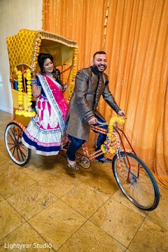 Lovely Indian couple on a tricycle carriage. Lovely Indian couple on a tricycle carriage.