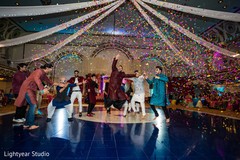 Upbeat Indian groomsmen at sangeet dance. Upbeat Indian groomsmen at sangeet dance.