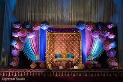 Colorful Indian sangeet stage decor. Colorful Indian sangeet stage decor.