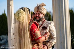 Heartwarming Indian bride and groom's first look. Heartwarming Indian bride and groom's first look.