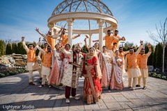 Indian bride, groom, bridesmaids and groomsmen fun photo. Indian bride, groom, bridesmaids and groomsmen fun photo.