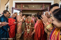 Maharani with garland about to meet groom . Maharani with garland about to meet groom .