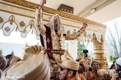 Charming Indian groom at his milni celebration. Charming Indian groom at his milni celebration.