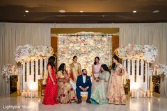Marvelous Indian lovebirds portrait with bridesmaids. Marvelous Indian lovebirds portrait with bridesmaids.