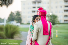 Heartwarming Indian bride and groom's first look. Heartwarming Indian bride and groom's first look.