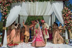 Gorgeous Indian bride and groom during their ceremony celebration. Gorgeous Indian bride and groom during their ceremony celebration.