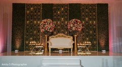 Elegant Indian wedding reception stage decor. Elegant Indian wedding reception stage decor.