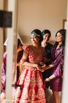 Lovely Indian bride and bridesmaids getting ready. Lovely Indian bride and bridesmaids getting ready.