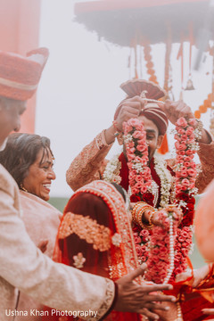 Indian lovebirds exchanging garlands. Indian lovebirds exchanging garlands.