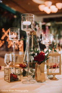 Elegant Indian wedding reception table decor. Elegant Indian wedding reception table decor.