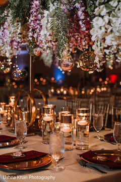 Impressive Indian Wedding reception table decor. Impressive Indian Wedding reception table decor.