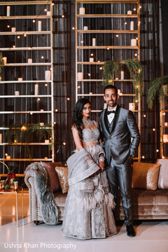 Adorable Indian bride and groom on their reception outfits. Adorable Indian bride and groom on their reception outfits.