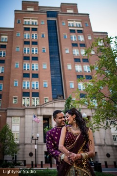 Indian couple wearing their sangeet clothing. Indian couple wearing their sangeet clothing.