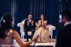 Enchanting Indian couple at their wedding stage. Enchanting Indian couple at their wedding stage.