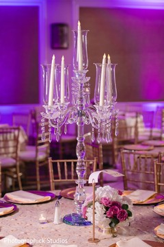 Dreamy Indian wedding reception table centerpiece. Dreamy Indian wedding reception table centerpiece.