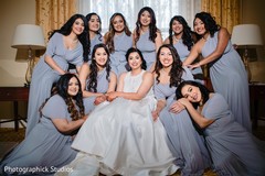 Lovely Indian bride and bridesmaids on ceremony outfits. Lovely Indian bride and bridesmaids on ceremony outfits.