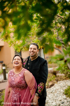 Sweet Indian bride and groom posing for photo shoot. Sweet Indian bride and groom posing for photo shoot.